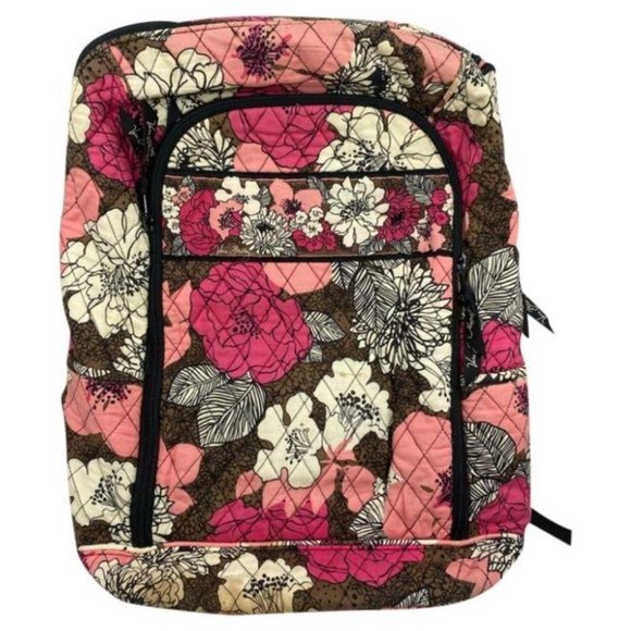 Vera Bradley Quilted Pink Black White Back Pack - Picture 1 of 10